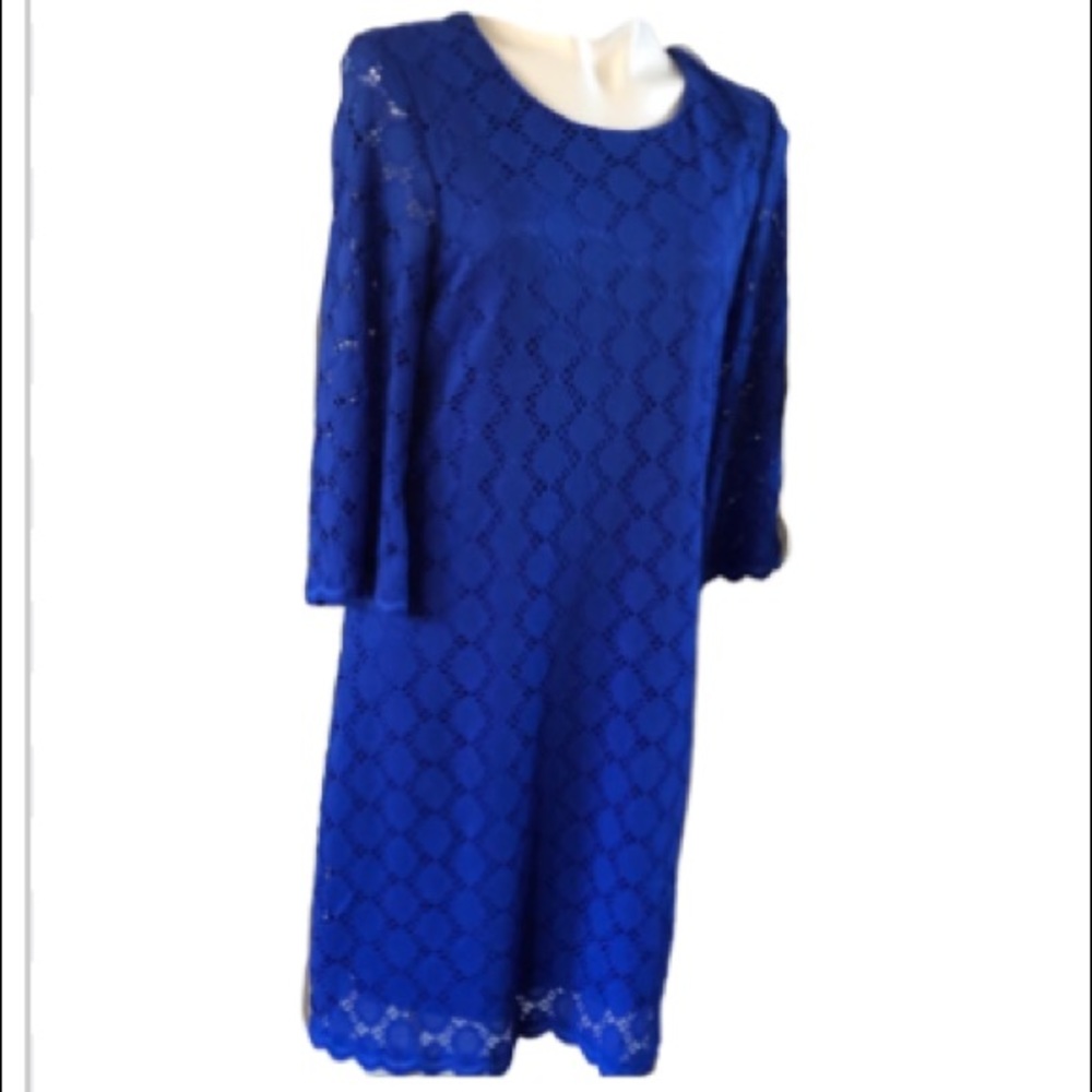 RONNI NICOLE blue lace dress full back zipper